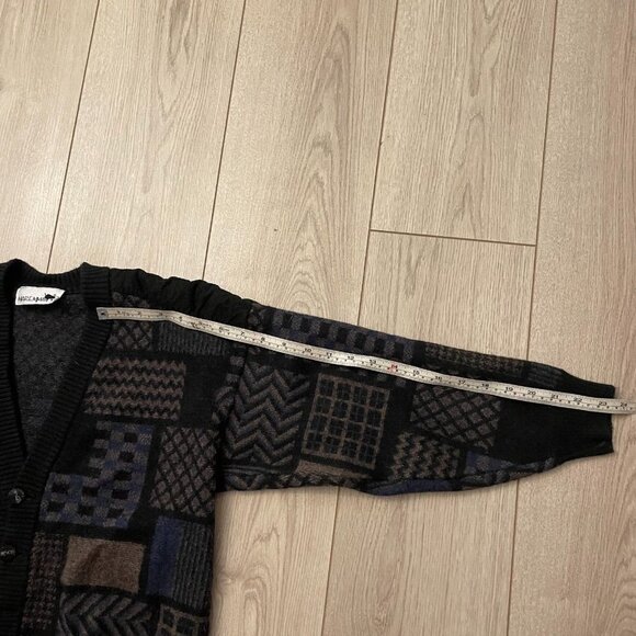 Maremma Wool Knit Cardigan Sweater V Neck Long Sleeves Black Multicolor Size 52 - Picture 6 of 11